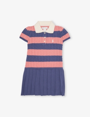POLO RALPH LAUREN: Girls' Striped Cable-knit Cotton Dress