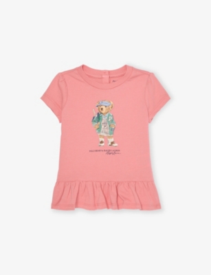 POLO RALPH LAUREN: Girls' Bear Ruffled Cotton-Jersey T-Shirt