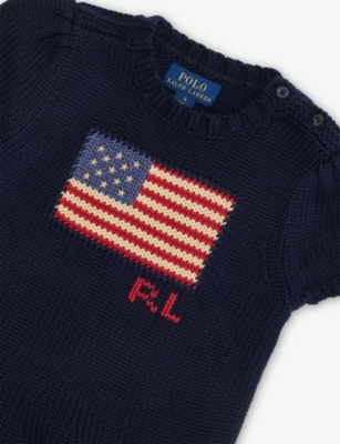 Polo Ralph Lauren Kitted Cotton Dress In Blue