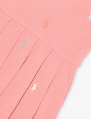 POLO RALPH LAUREN: Girl's Embroidered Pleated Cotton-Piqué Dress