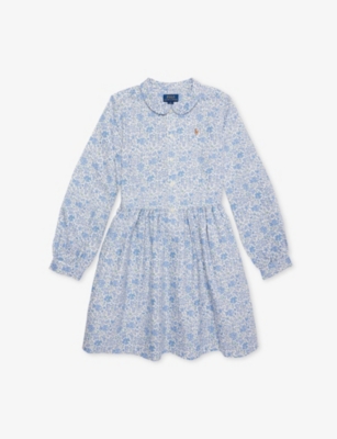 POLO RALPH LAUREN: Girls' floral Long-Sleeves Cotton-Poplin Dress