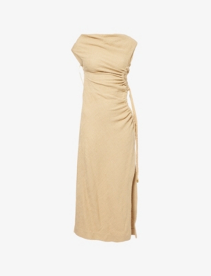 Roberto Cavalli Womens  Draped Cut-out Woven Midi Dress