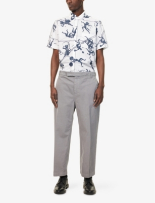 THOM BROWNE: Printed Short-Sleeve Straight-Fit Cotton Shirt