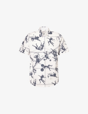 THOM BROWNE: Printed Short-Sleeve Straight-Fit Cotton Shirt