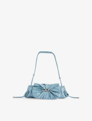 Diesel Womens Powder Blue Scrunch-d Leather Shoulder Strap In Powder Blue