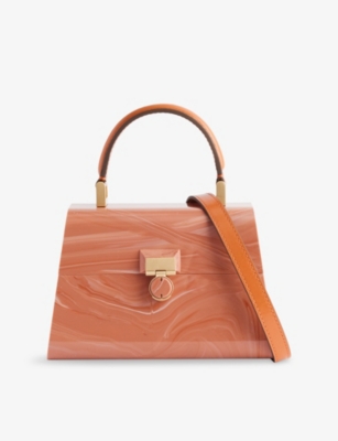 Cult Gaia Sybil Nano Marble Acrylic Crossbody Bag In Corallo
