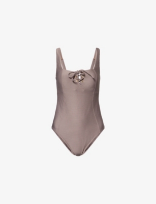 HEIDI KLEIN: Zocalo Square-Neck Ribbed Swimsuit