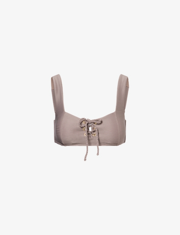 Zocalo Square-Neck Ribbed Bikini Top