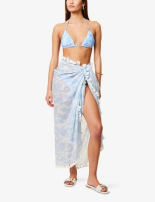 Heidi Klein Womens Playa Paraiso Tassel-trim Cotton-blend Sarong Prt-prt In Prt-prt