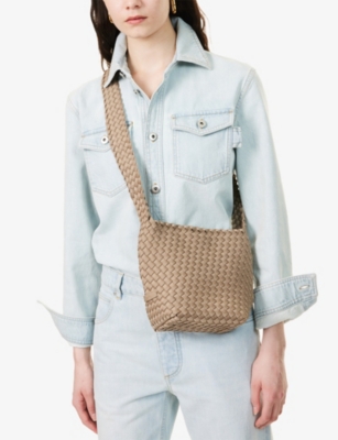 Naghedi Womens Laguna Woven Crossbody Bag Cashmere In Cashmere