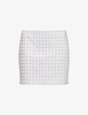 ROTATE BIRGER CHRISTENSEN: Bead-Embellished Woven Mini Skirt