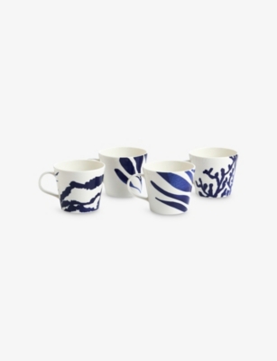 Royal Doulton Pacific Blue Porcelain Mugs Set Of Four