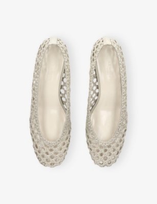 LE MONDE BERYL WOMENS BEIGE WOVEN LEATHER HEELED BALLET PUMPS EUR 41 / 8 UK 