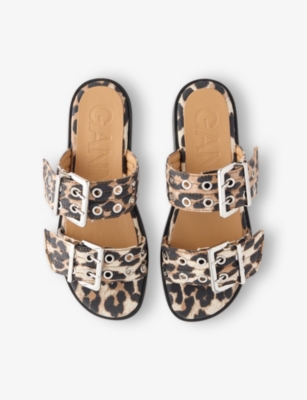 GANNI WOMENS GANNI LEOPARD FEMININE DENIM SANDALS 