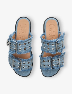 GANNI: Buckle Denim Sandals