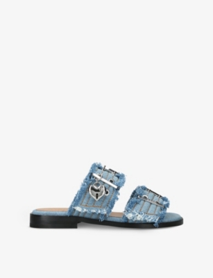 GANNI: Buckle Denim Sandals