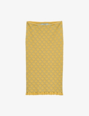 PRADA: Jacquard-Knit Cotton-Blend Knee-Length  Skirt