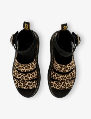 DR. MARTENS: Clarissa 2 Quad Leopard Leather Platform Sandals