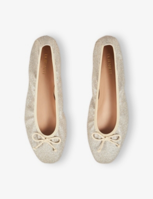 Lk Bennett Womens  Trilly Glittered Ballet Pumps In Gol-gold