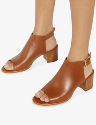 Dune Womens  Joupin Leather Heeled Mules In Tan Leather Mix