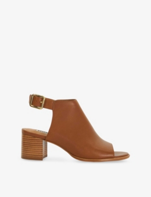 Dune Womens  Joupin Leather Heeled Mules In Tan Leather Mix