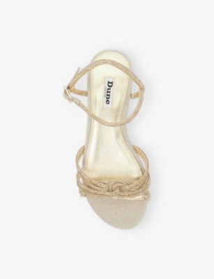 Dune Womens  Noa Rhinestone-embellished Metallic-woven Sandals In Gold Synthetic