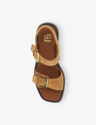 Dune Womens  Luno Double-strap Flatform Suede Sandals In Sand Suede