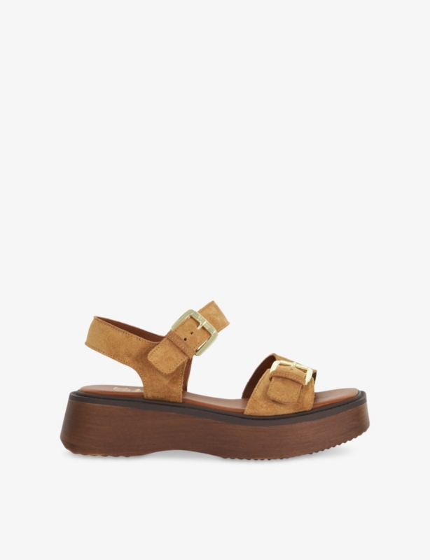 Luno Double-Strap Flatform Suede Sandals