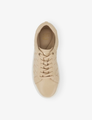 Dune Womens  Emmee Woven Leather Low-top Trainers In Beige Leather
