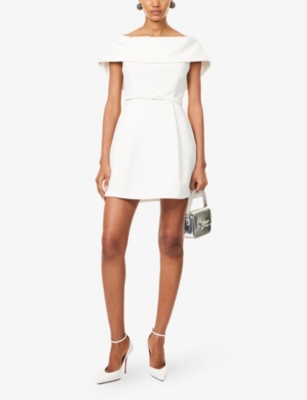 NADINE MERABI: Harper Off-Shoulders Woven Mini Dress