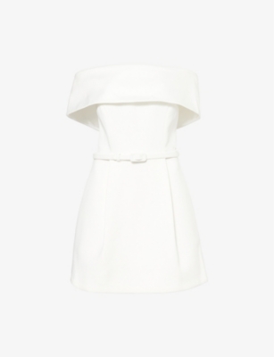 NADINE MERABI: Harper Off-Shoulders Woven Mini Dress