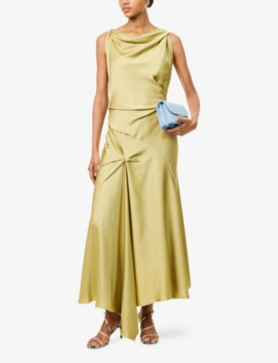 VICTORIA BECKHAM: Draped Asymmetric Woven Midi Dress