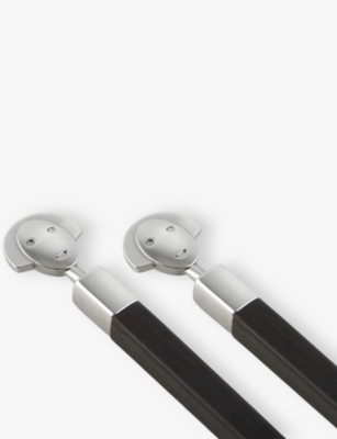 ALESSI: Anna Wood And Stainless-Steel Chopsticks And Stand Set