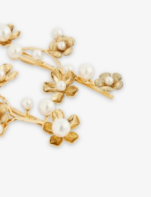 Lelet Ny Womens Brynn Floral 14ct Gold-plated Brass Bobby Pins Set Of Two