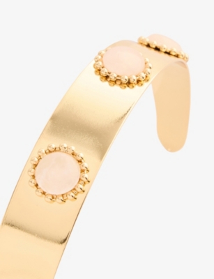 Lelet Ny Womens  Liv Ballchain And Stone Petite 14ct Yellow Gold Plated-brass And Rose Quartz Headban