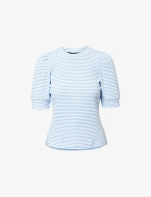 ME AND EM: Stripe Gathered-Sleeve Cotton T-Shirt