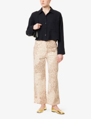 Shop Me And Em And Em Womens Navy Cheesecloth Cropped Cotton Shirt