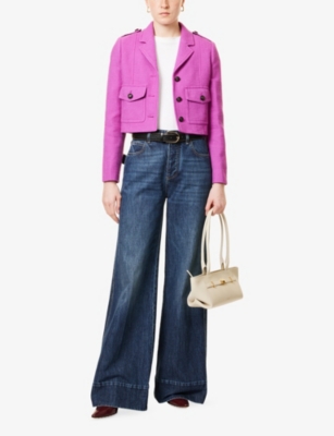 Patch-Pocket Textured Cropped Cotton Jacket