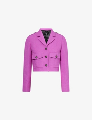 Patch-Pocket Textured Cropped Cotton Jacket