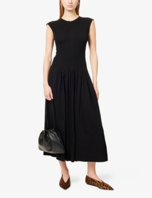 ME AND EM: Slub Smock Bodice Cotton-Jersey Maxi Dress