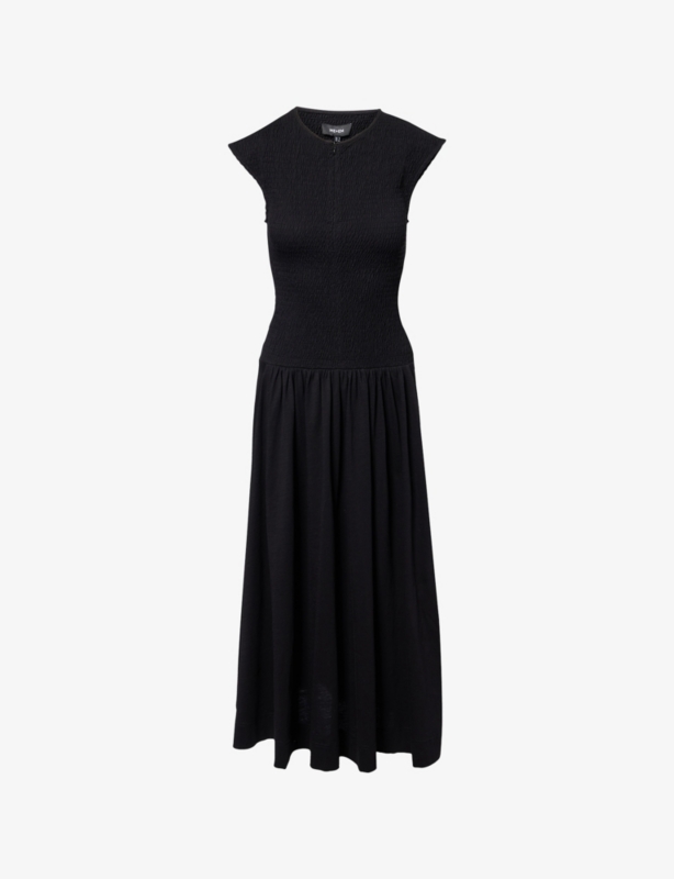 Slub Smock Bodice Cotton-Jersey Maxi Dress
