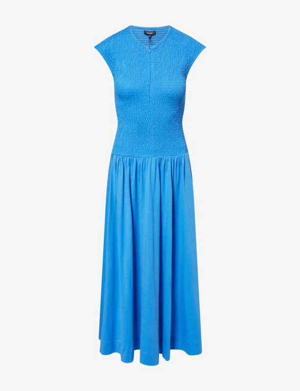 Slub Smock Bodice Cotton-Jersey Maxi Dress