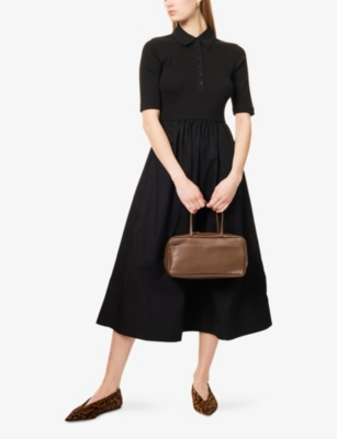 ME AND EM: Mixed Short-Sleeves Stretch-Cotton Maxi Dress