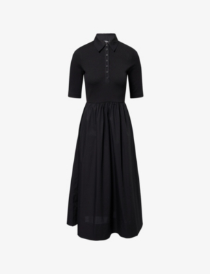 ME AND EM: Mixed Short-Sleeves Stretch-Cotton Maxi Dress