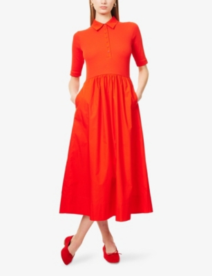 ME AND EM: Mixed Short-Sleeves Stretch-Cotton Maxi Dress