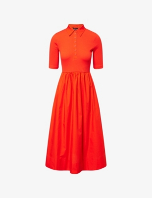 ME AND EM: Mixed Short-Sleeves Stretch-Cotton Maxi Dress