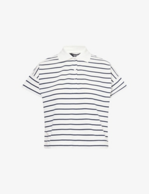 ME AND EM: Cropped Stripped Cotton Polo Top