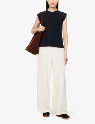 ME AND EM: Cap-Sleeves Round-Neck Cotton-Jersey T-Shirt