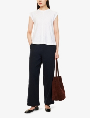 ME AND EM: Cap-Sleeves Round-Neck Cotton-Jersey T-Shirt