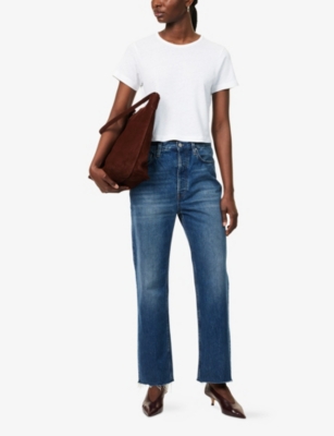 ME AND EM: Round-Neck Cropped Woven T-Shirt